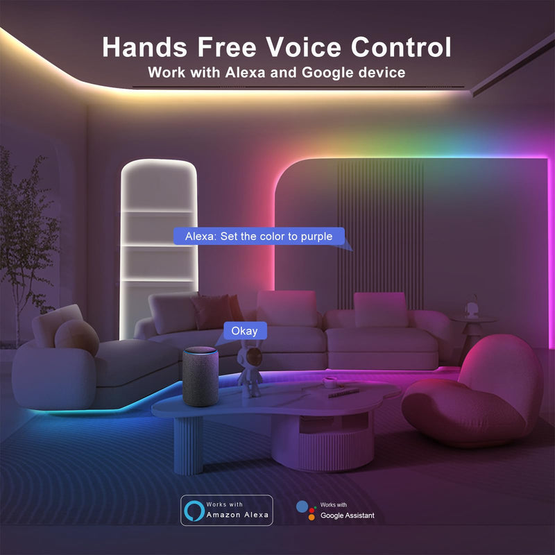 [AUSTRALIA] - Tatazone 32.8ft RGBWW+IC WiFi Smart Flowing Led Strip Light, RGB Chasing Effect+Tunable White 3000K-6500K Led Lights Compatible with Alexa and Google, Color Changing, Music Sync for Bedroom 