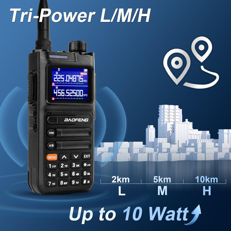 [AUSTRALIA] - BAOFENG UV26 Ham Radio 10W (New Gen 5RM) Long Range Handheld Rechargeable Walkie Talkies with Earpiece, 2500mAh Type-C Battery, 771 & Air/Police Band Antenna, Rapid Two-Way Radios - 1 Pack Full Kit UV26-10Watt-1Pack 