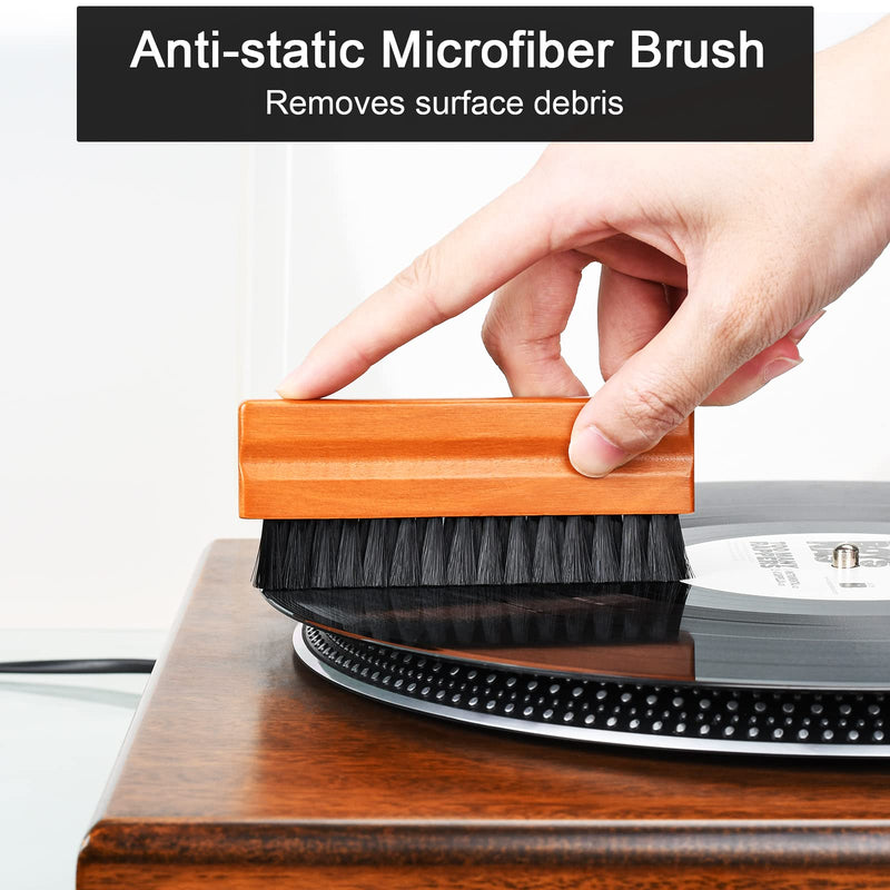 Vinyl Record Cleaner, 7-in-1 Record Cleaning kit - Soft Velvet - Nylon Microfiber Brush - Cleaner Fluid - Label Protector - Air Blower Cleaner - Stylus Brush - Brush for Velvet for Records Albums