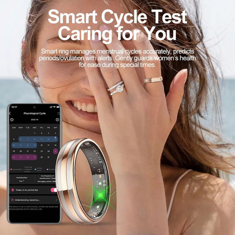 Smart Ring Ultra Narrow Heart Rate Monitor Slim Comfortable Sleep Ring Health Fitness Tracker Pedometer Step Counter Calories Waterproof Ladies Smart Rings for Women Men Anillo Inteligente Rose Gold #8