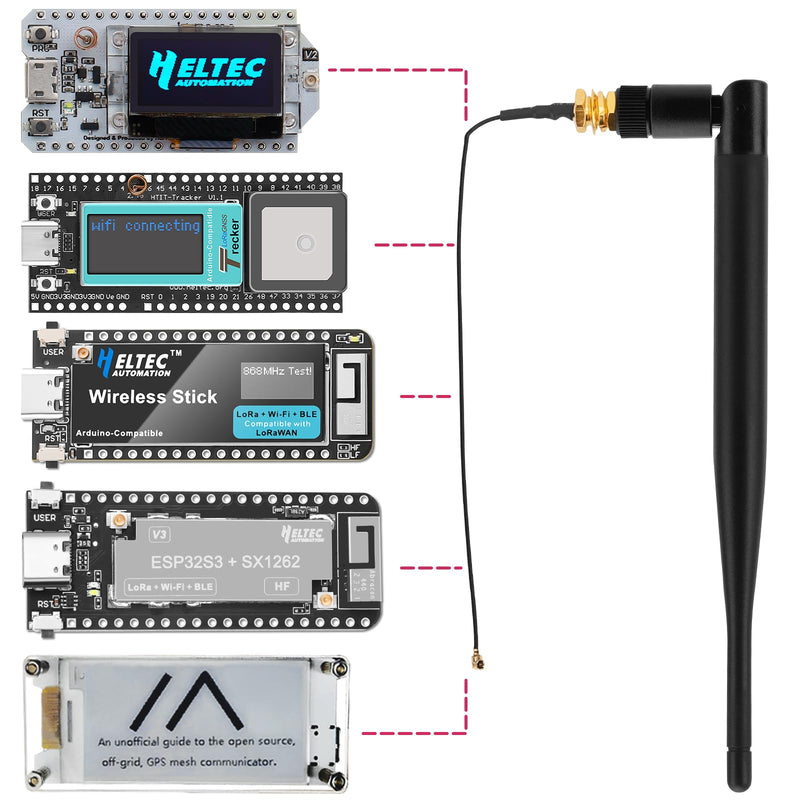 2 PACK 915MHz LORA Antenna 5DB Gain Omni SMA Male Connector + RF Antenna Adapter Cable