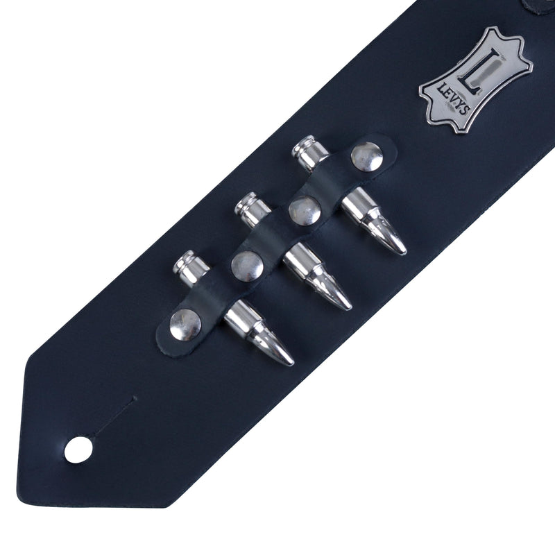 Levy's Leathers 2" Carving Leather Guitar Strap with Bullets,Black 6.3 inches x 7.8 inches x 3.25 inches Black