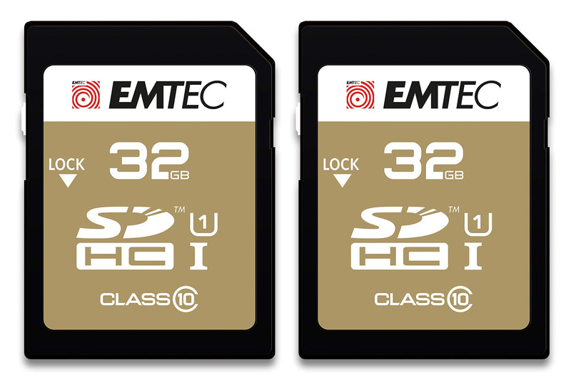 Emtec Elite Gold SDHC Flash Memory Card SD Card Class10 UHS-I U1 32GB (2 Pack) 32GB-2PK
