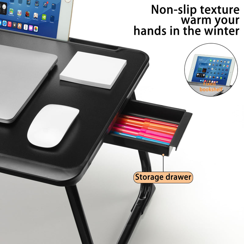 ‌CELNAVOS Lap Desk - 23.6" Large Portable Laptop Stand with Metal Legs, Built-in Storage Drawer & Non-Slip Lip - for Home Office, Gaming, Writing, Meals, Fits Adults and Kids