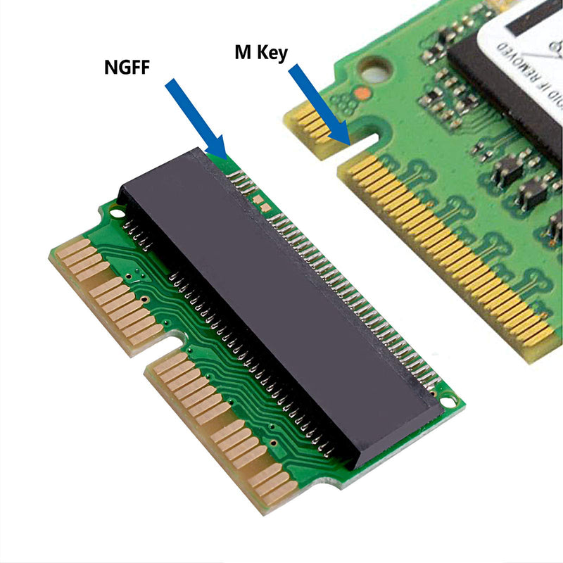 M.2 NVME SSD Convert Adapter, 12+16pin M.2 NGFF M-Key SSD Convert Card for MacBook Air Pro Retina Mid 2013 2014 2015 2016 2017, NVME AHCI SSD Upgraded Kit for A1465 A1466 A1398 A1502 Green