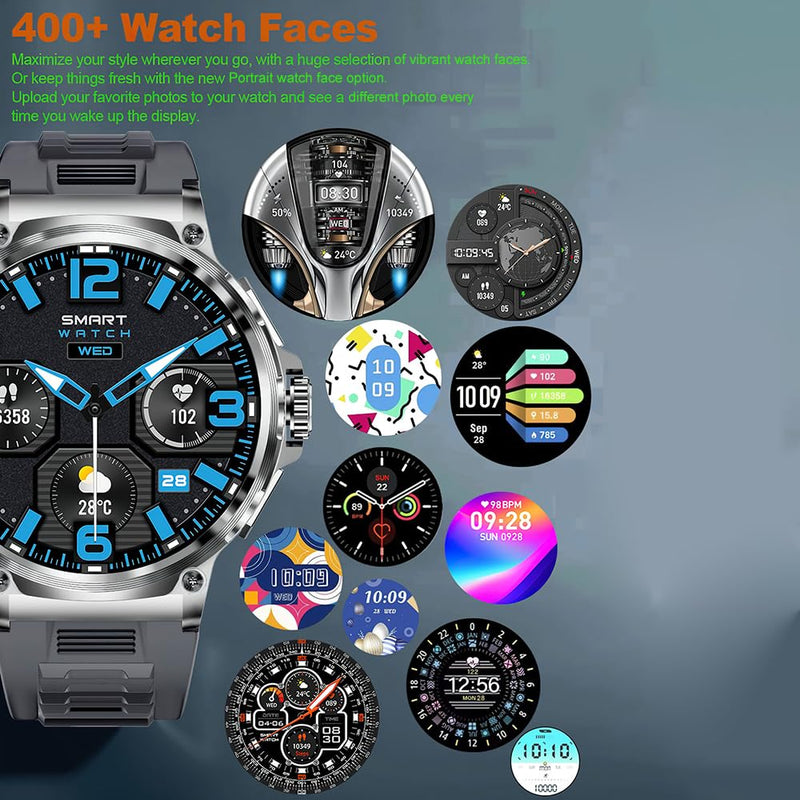 Smart Watch 1.85-inch High-Clear Screen Sports Health Monitoring Sleep Monitor Watch IP68 Waterproof BT5.0 400+ Watch Fs Long Usage Time Multi-sport Modes BT Call for Men Women Health Monitor Watch Silicone strap Black