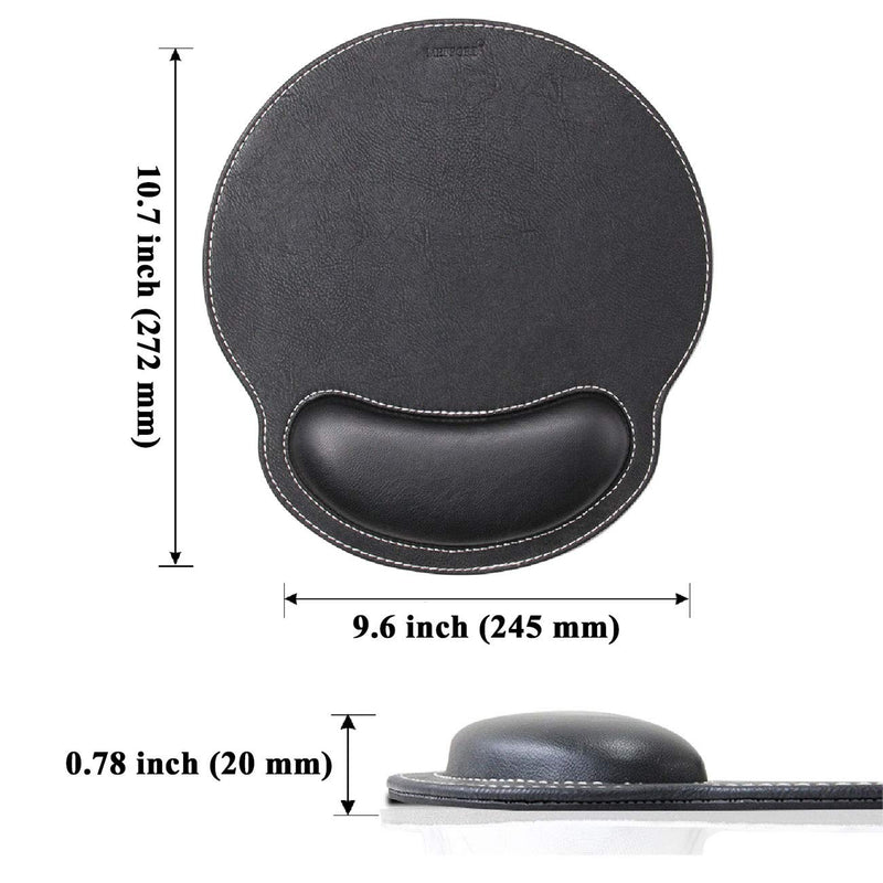 Meffort Inc Leather Mouse Pad with Wrist Rest Support & Non-Slip Base, Durable Ergonomic Gaming Mousepad - Black 10.7 X 9.6 Inch