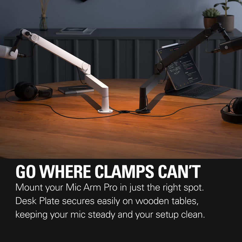 [AUSTRALIA] - Elgato Wave Desk Plate – Flange Mount for Elgato Mic Arms, Easy Screw-In Setup, No Clamps or Cutouts, Holds Microphones Ultra-Stable, 1/4" Mounting Thread – For Wooden Desks & Tables Black 