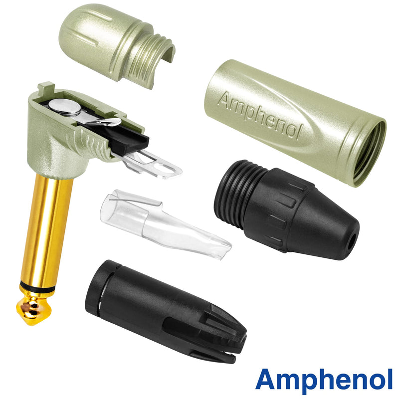 12 Foot - Gotham GAC-1 Ultra Pro (Black) - Premium, Low-Capacitance (21 pf/F) Guitar Bass Instrument Cable - Amphenol QM2R-AU & QM2P-AU ¼ Inch (6.35mm) Gold TS Connectors