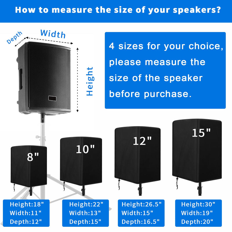 [AUSTRALIA] - Speaker Cover for 15 Inch PA/DJ Powered Speaker Mounted on Stand, Outdoor Speaker Covers UV Protection Water Resistant Dustproof 600D Oxford Cloth(Black) 
