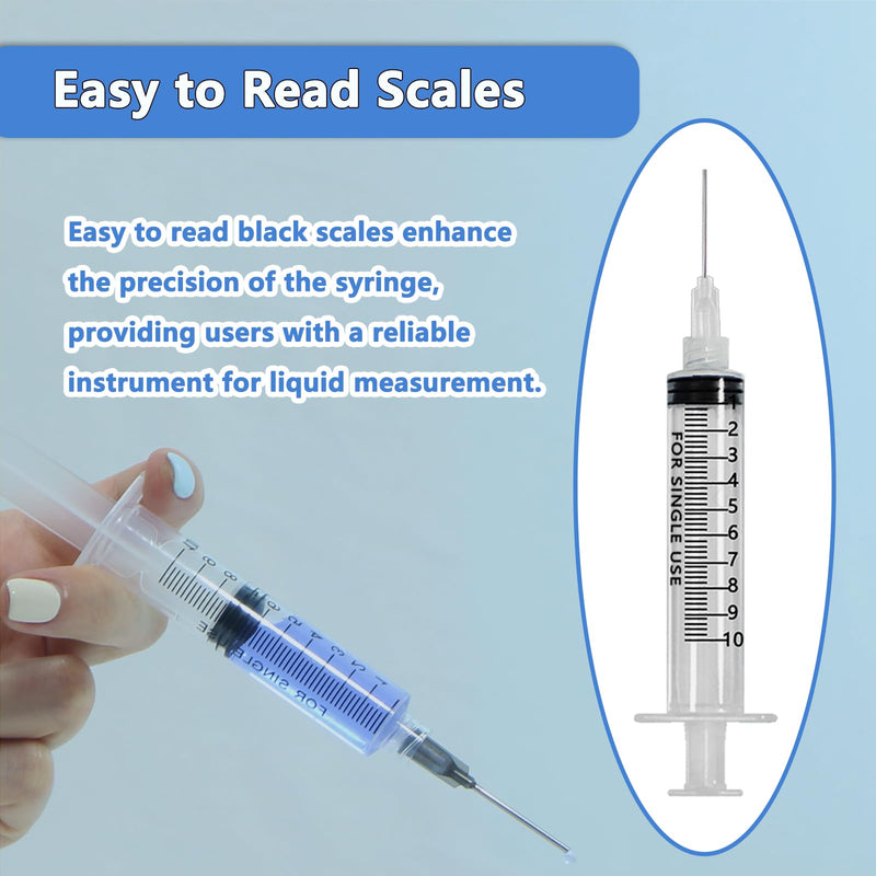 Pack of 12 Reusable Luer Lock Syringe, 10 ml Screw Cap Syringe, Threaded Syringe with 14-27G Dosing Needles and Caps Blunt Needle, Dosing Feeding Syringe for Pet Feeding Watering