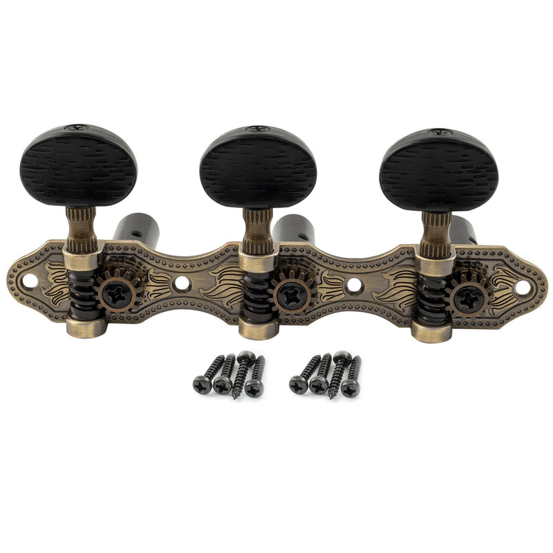 Musiclily Pro 3+3 Baker Style Classical Guitar Tuners Tuning Pegs Keys Guitar Machine Heads Set, Antique Brass