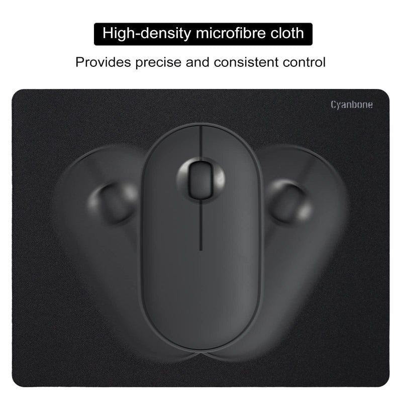 Mini Mouse Pad Small Size 2 Pack, Cyanbone Portable Mouse Pad for Laptop Waterproof, Cute Travel Mousepad Black with Non Slip Rubber Base for Wireless Mouse - 5.5 x 7 Inch 2 Pack-5.5"x7"