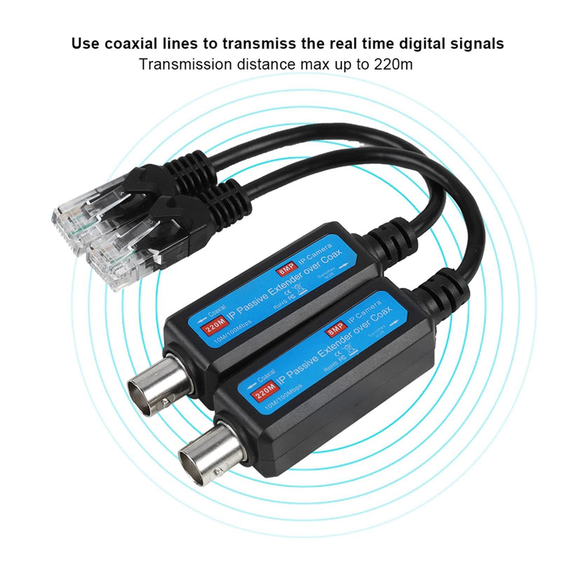 [AUSTRALIA] - Coassiale Digitale, 10 / 100Mbps 1CH Ricevitore del Trasmettitore Coassiale di IP Passiva per Telecamera NVR IP (1Pair) 