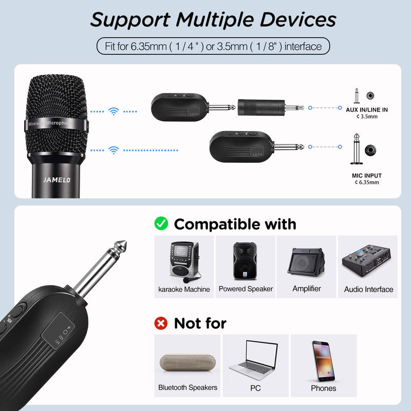 [AUSTRALIA] - Wireless Microphones, 2.4 GHz Metal Rechargeable Wireless Mics with Dual Professional UHF Handheld Karaoke Microphone System with Receiver, Dynamic Mic for Church, Singing, Speech, Wedding, Party 
