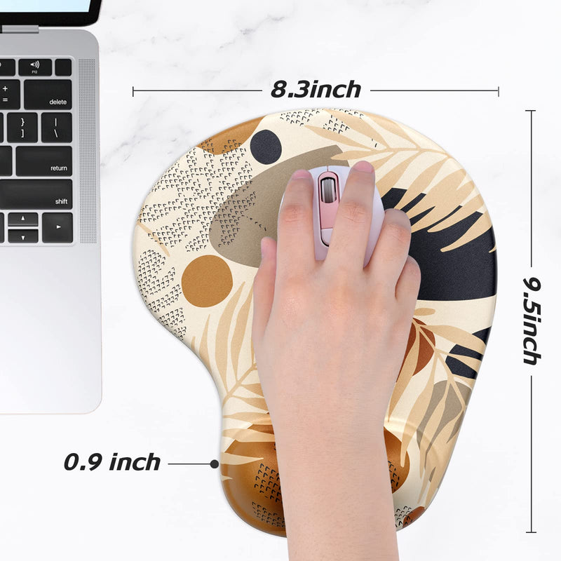Hsurbtra Ergonomic Mouse Pad with Wrist Rest Support, Gel Mouse Pads with Non-Slip PU Base, Pain Relief Memory Foam Mousepad, Cute Mouse Pad for Laptop PC, Office Supplies Decro, Brown Brown-12