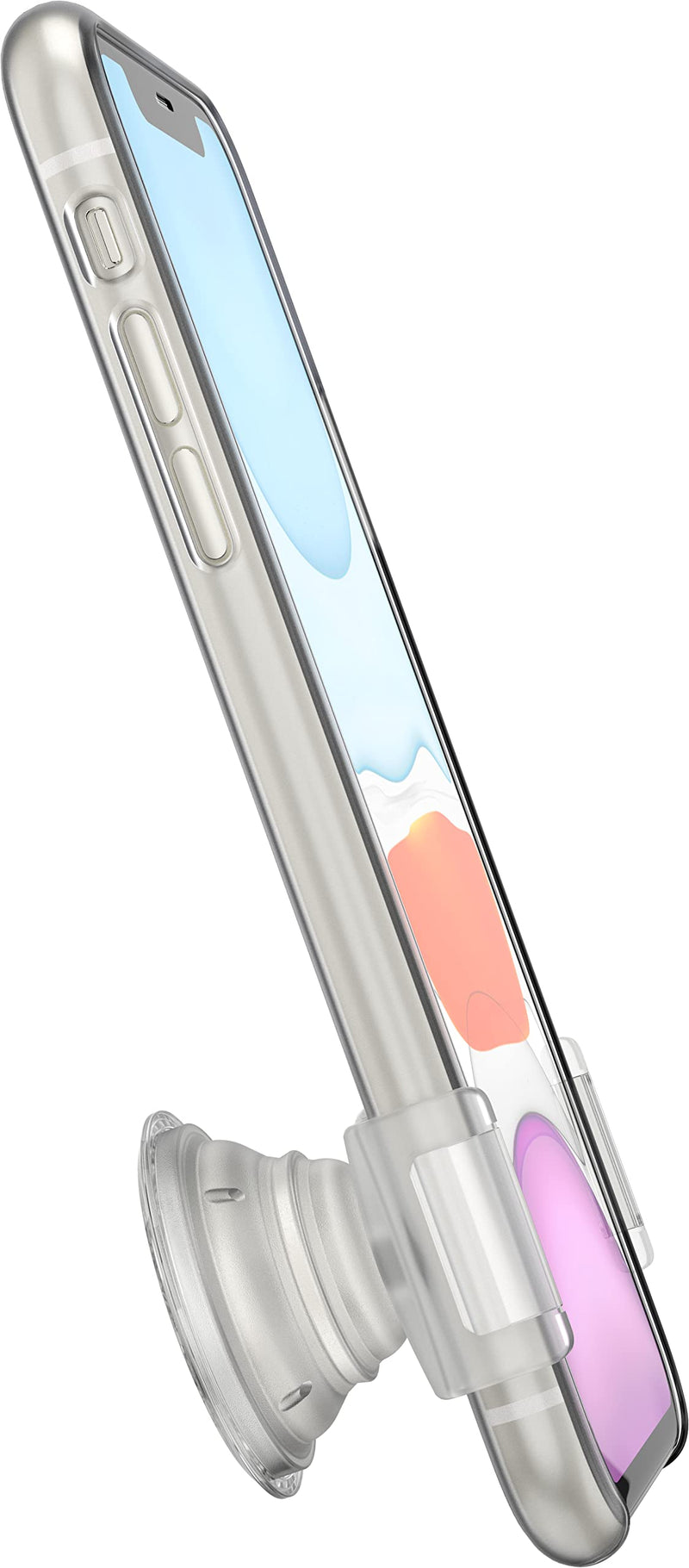 PopSockets Phone Grip Slide for Phones and Cases, Sliding Phone Grip with Expanding Kickstand - White and Clear