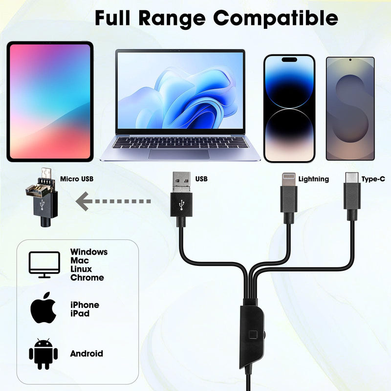[AUSTRALIA] - Ninyoon Full HD 1080P USB Digital Microscope Camera for iPhone iPad Android PC, 50-1000X High Definition Portable Handheld Microscope with Light for Coin Plants Trichome Soldering Skin Scalp Black 