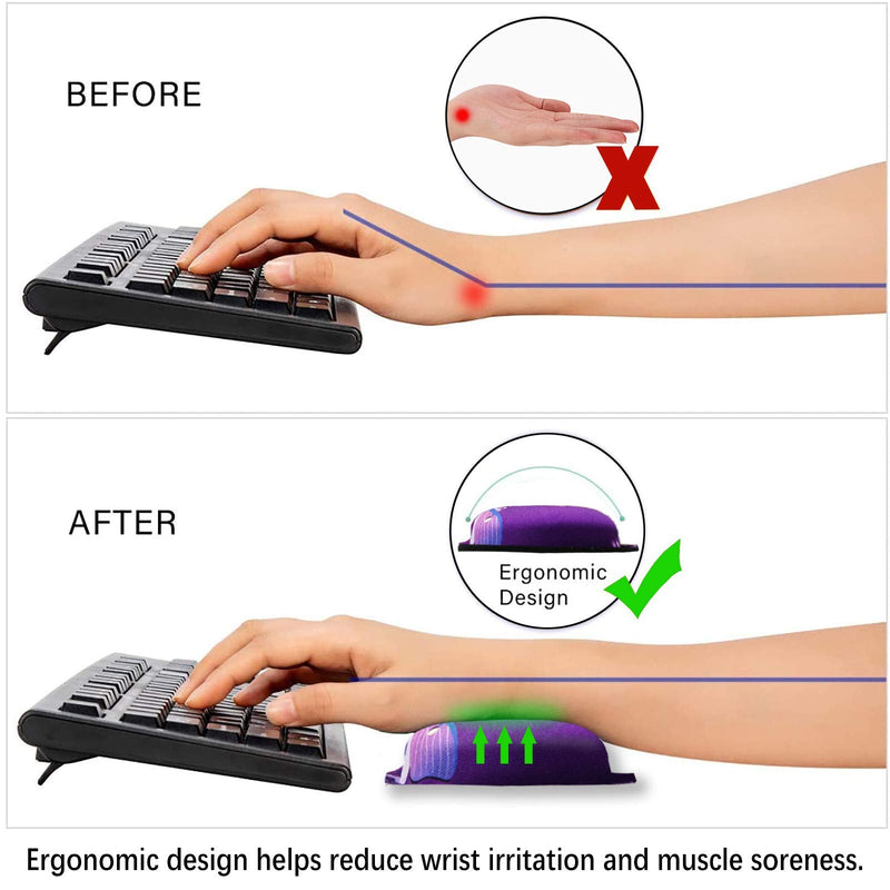 ArtSo Upgraded Wrist Rest Support for Mouse Pad & Keyboard, Ergonomic Gel Mousepad Non-Slip Rubber Base Home ,Office Pain Relief, Easy Typing Cushion Neoprene, Soft Memory Foam, Purple Heart butterfly