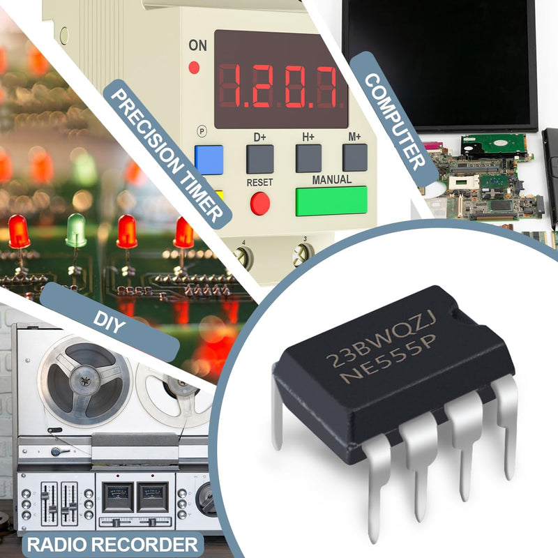 Innfeeltech Timer IC NE555P Generator Single Period Time DIP 8 Double Pole Pack of 50