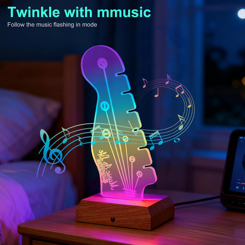 Light Up Guitar Pick Holder with Music Sync, 7-Color LED Guitar Pick Lamp with Remote Control, Acrylic 3D Guitar Pick Storage Rack, Birthday Gift for Music Lovers and Guitarists, Guitar Accessories