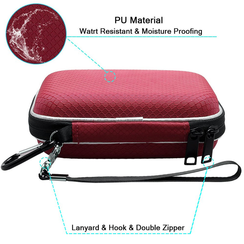 Lacdo Hard Drive Case for Seagate Portable Expansion Seagate One Touch Seagate Game Drive Seagate Backup Plus Slim Portable External Hard Drive 1TB 2TB 3TB 4TB 5TB USB 3.0 2.5 Inch Travel Bag, Red