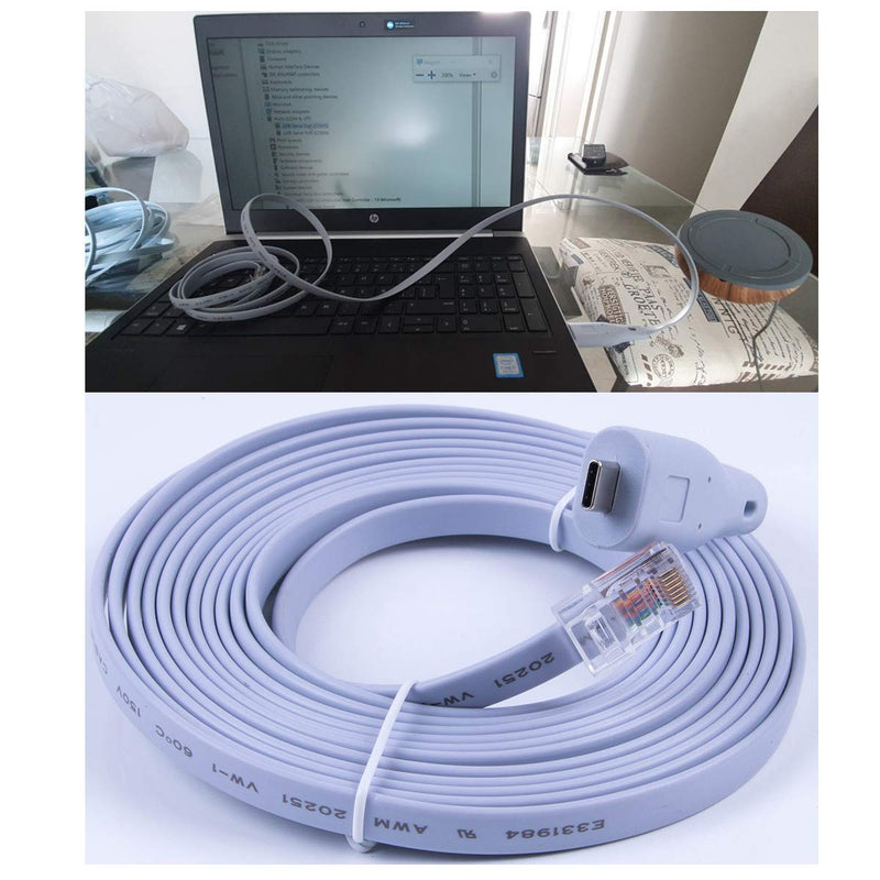 Type C to RJ45 RS232 Serial Console Cable FTDI Converter Adapter for Cisco Huawei Routers Support Win10 (12ft) 12ft