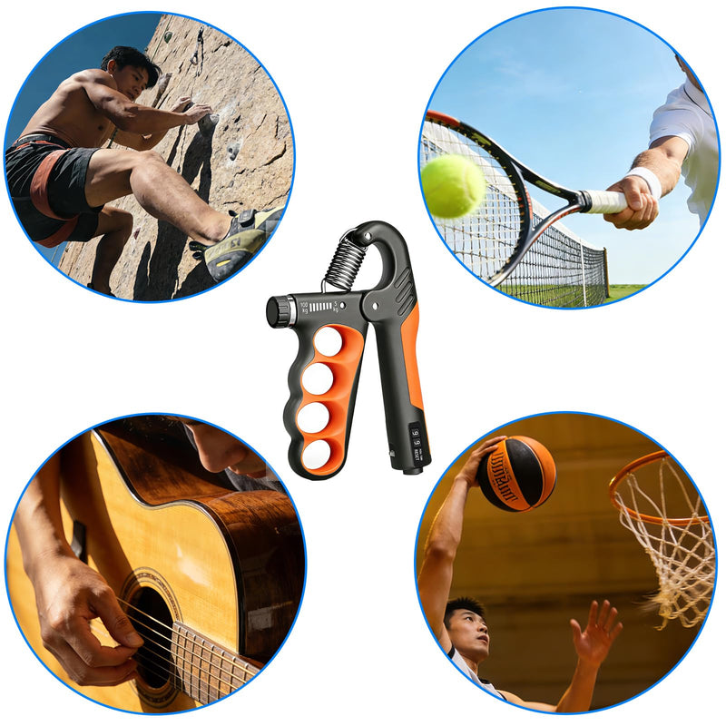 Hand Gripper Strengthener, 11-220LBs Adjustable Resistance Grip Strength Trainer with Counter, Forearm Exerciser for Injury Recovery and Muscle Building Red-2PCS