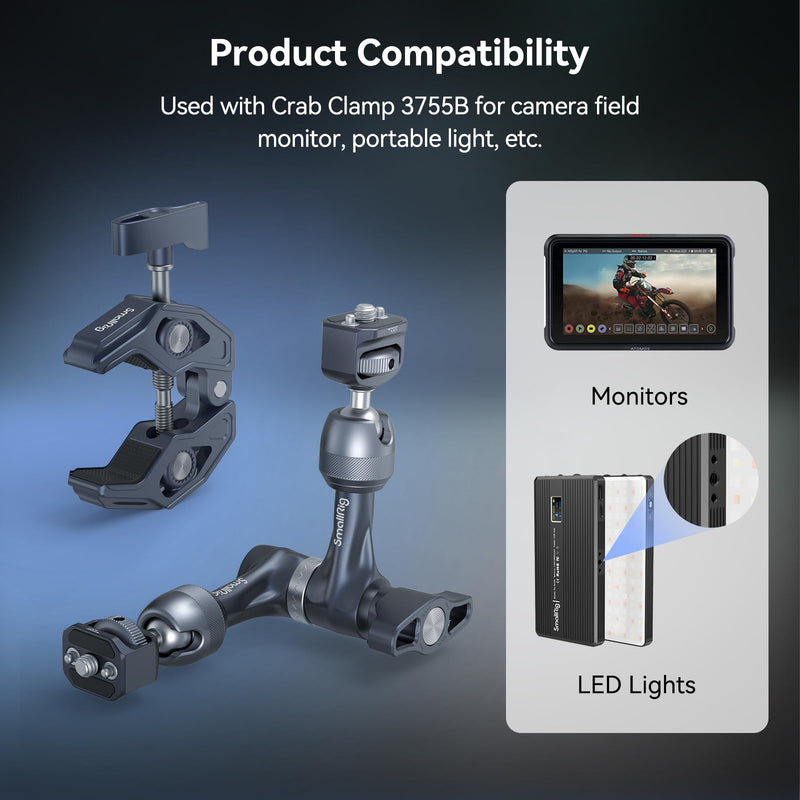 SMALLRIG 7" Rosette Magic Arm, Camera Monitor Mount, Articulating Arm with 1/4"-20 Screws and Anti-Twist Pins, Max Load Capacity 3.5kg Friction Arm, for Cameras, Monitors, LED Lights and Phones 7" Gear Magic Arm