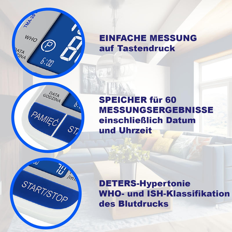 TECH-MED Digital Blood Pressure Monitor Upper Arm TMA-20 SMART, Blood Pressure, Pressure Display, Highest Accuracy, Reliability and Measuring Comfort, Universal Cuff