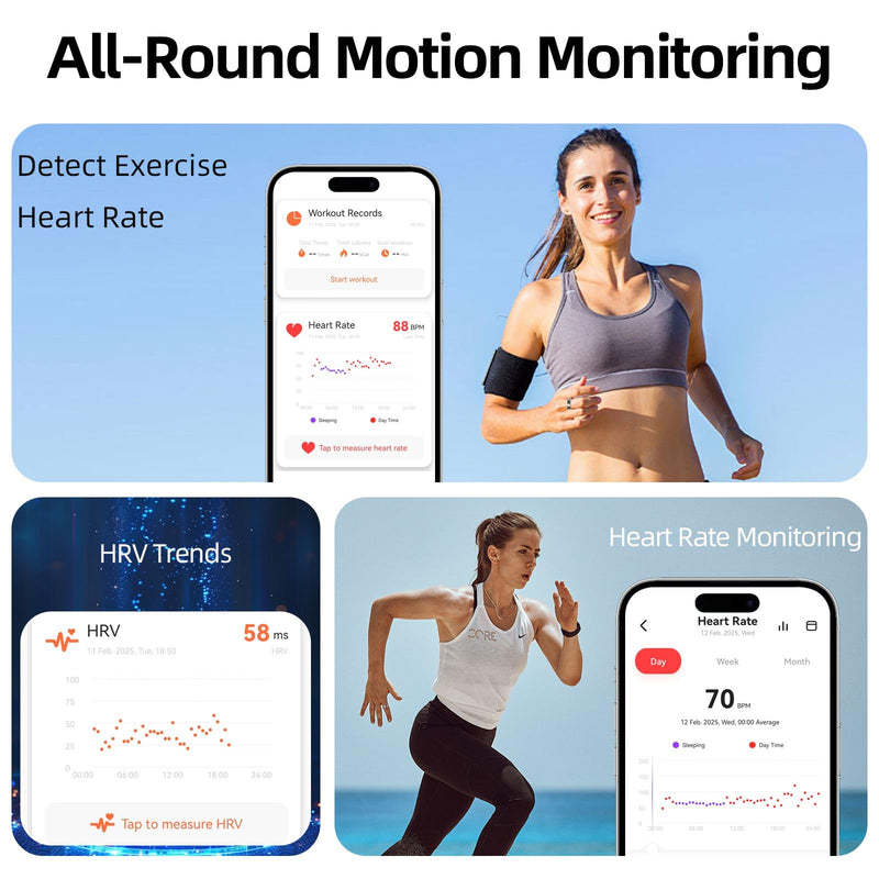 Smart Ring for Women & Men Fitness Sleep Heart Tracker | No Subscription, 5-Day Battery, Heart Rate, Stress, Sleep & Activity Monitoring, IP68 Waterproof, iOS & Android Compatible Silver 8
