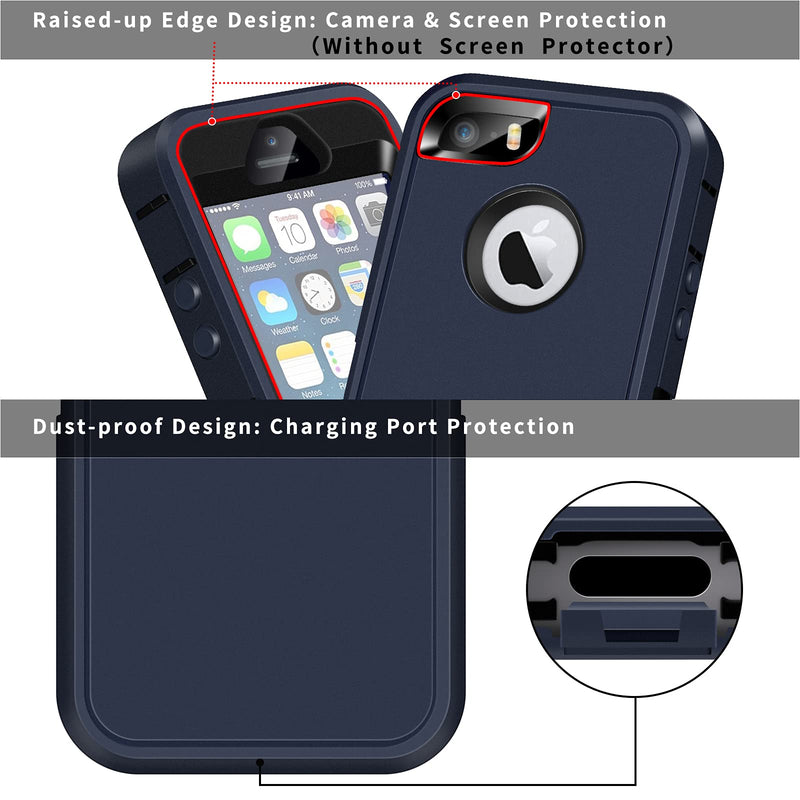 Heavy Duty Shockproof Cases for iPhone 5 5S SE 2016 and Bluetooth 5.1 Wireless Headphones for Android iPhone White