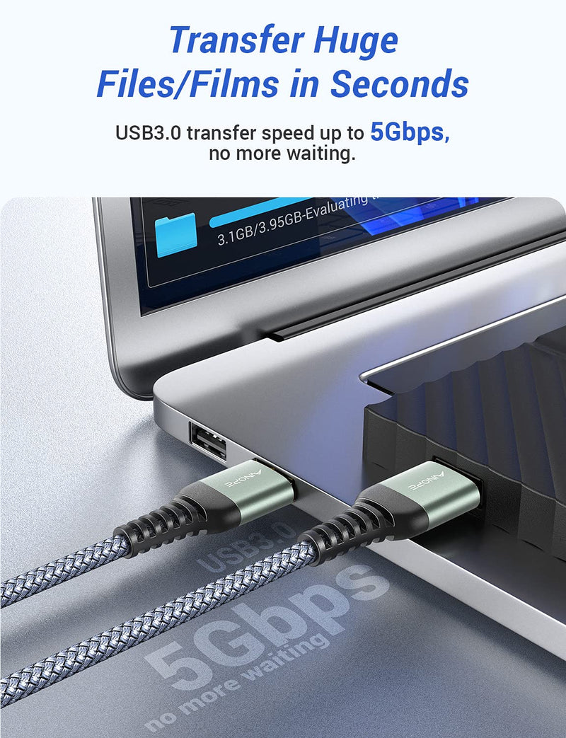 AINOPE USB 3.0 A to A Male Cable, [6.6FT] [Never Rupture] USB Male to Male Cable Double End USB Cord Compatible with Hard Drive Enclosures, DVD Player, Laptop Cool-Grey 6.6FT Grey 1