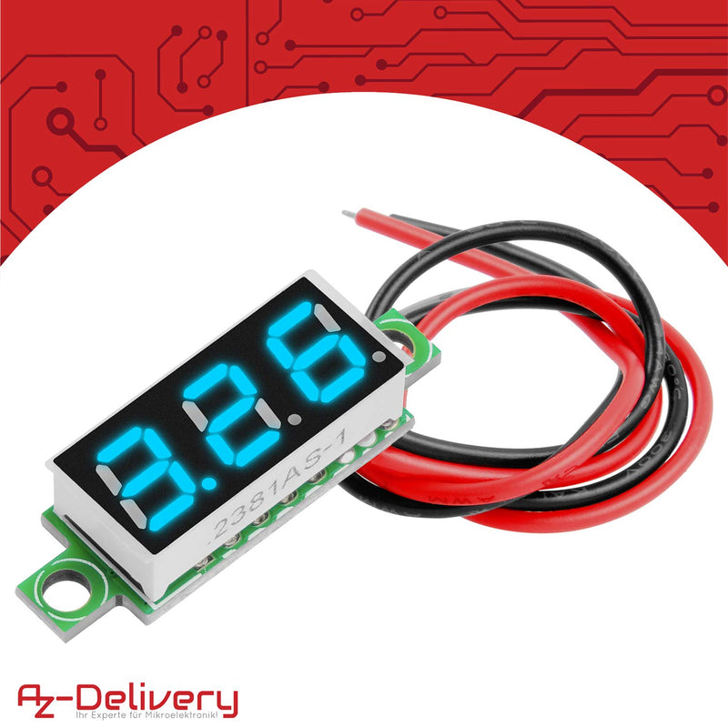 [AUSTRALIA] - AZDelivery Voltmeter 0.28 Inch/0.71 cm Mini Digital with 7 Segment Display 2.5 V - 30 V Parent 3 