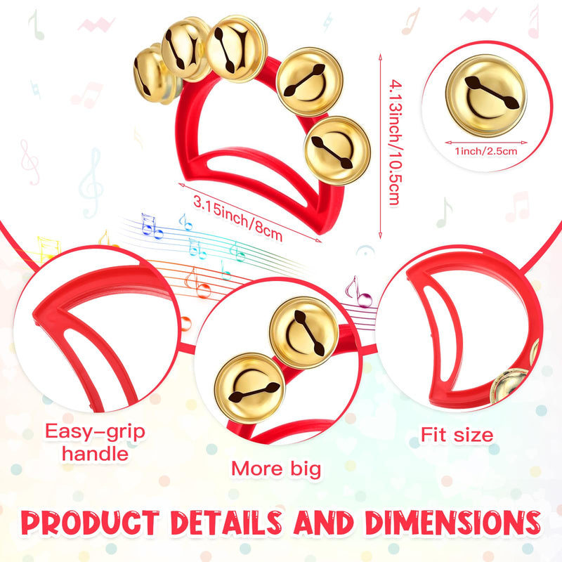 Hiboom 24 Pcs Christmas Hand Bells Jingle Bells Hand Held Noise Makers Party Favors Rhythm Musical Instruments for Adults Holiday Decoration