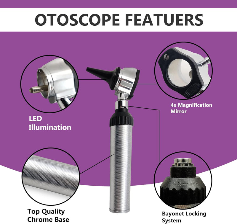 [AUSTRALIA] - Fiber Optic Otoscope Set for Adults Kids Otoscope Ear Healthy Tool for Nurses Adults Kids Baby Elderly Pets Animals Veterinary Otoscope 