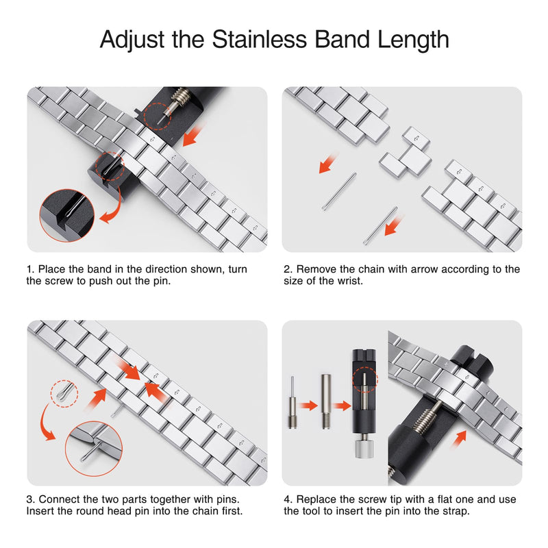 Thin Band Compatible with Apple Watch 42mm 44mm 45mm 49mm, Premium Stainless Steel Metal Replacement Adjustable Wristband Strap for iWatch Ultra SE Series 8/7/6/5/4/3/2/1 Women Men(2 Pack)