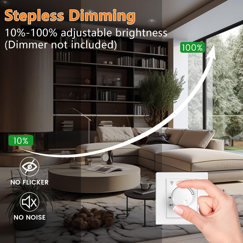 YindaLux Recessed Spotlight LED 230 V Dimmable Swivelling Recessed Spotlights 5 W IP44 LED Spot 68-80 mm Hole Size Ceiling Spotlights Warm White Neutral White Cool White Recessed Lights for Bathroom Black 6 Stück-120°Abstrahlwinkel