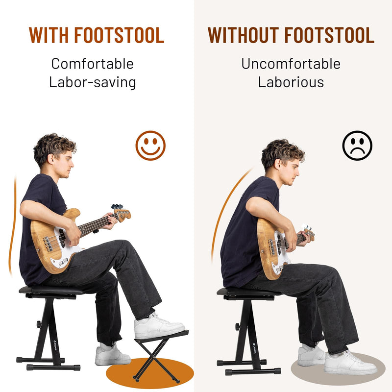CAHAYA Guitar Foot Stool: 6 Position Height Guitar Foot Rest Folding Extra Stable Foot Rest Stool with Rubber Feet and Non-Slip Rubber Pad for Classical Guitar Player CY0337 Triangle Pattern