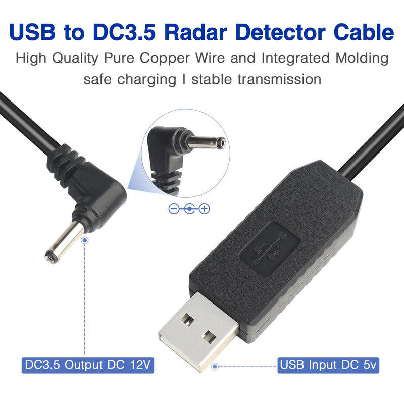Radar Detector Power Cable for Cobra RAD350 380 450 480i 700i XRS9370 955 5300 9940 SPX 5300 5521 7700 ESR700 ESD737 767 SLR Vendetta 500,Power Cord for Cobra,Car Replacement Charging Cable 3.3ft DC3.5-3.3FT