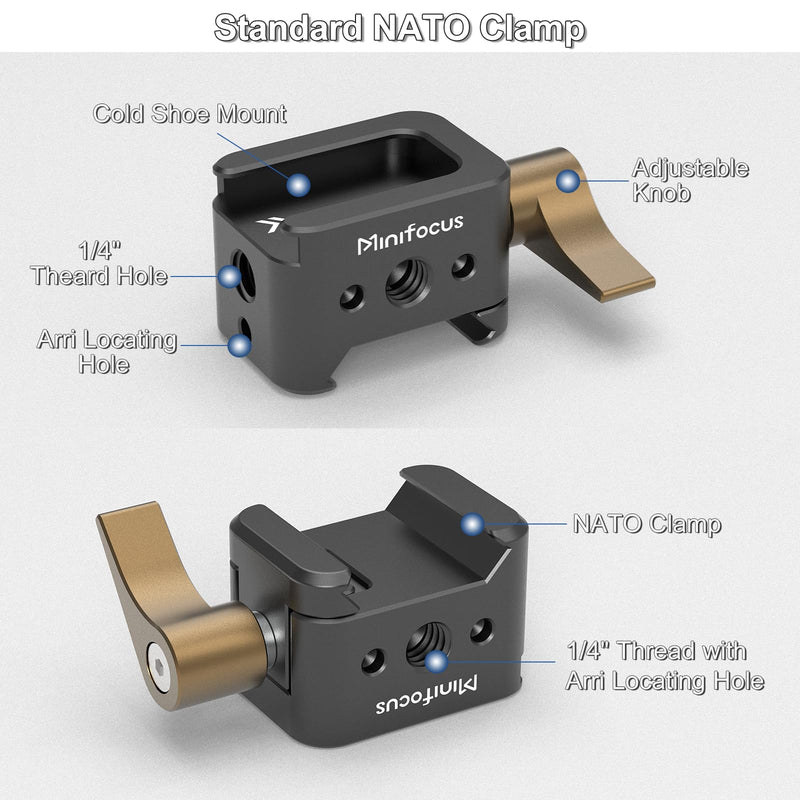 [AUSTRALIA] - NATO Clamp to Cold Shoe Adapter, Aluminum Alloy Quick Release Rail Lock With 1/4" Threaded ARRI Locating Hole for DJI RS 3 Flash Light Microphone Camera Cage Magic Arm V3505 