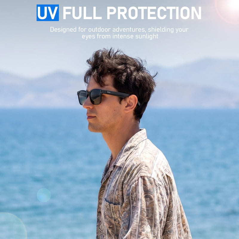 AI Smart Glasses, Video Recording, Real-Time Voice Translator, Open-Ear Audio, Bluetooth & Voice Assistant, Wearable Camera Sunglasses Black Sunglasses