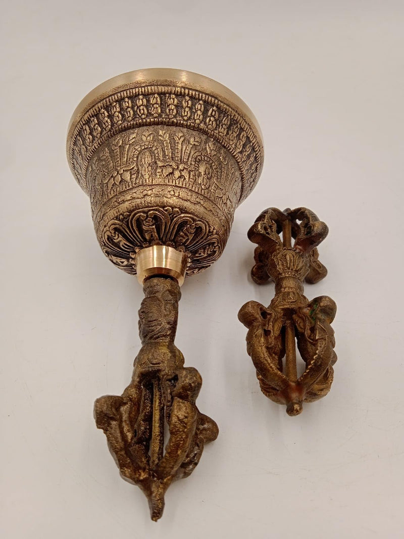 Tibetan Buddhist Meditation Bell and Dorje Set – Ritual Chime for Yoga, Mindfulness, Chakra Healing, and Spiritual Practices