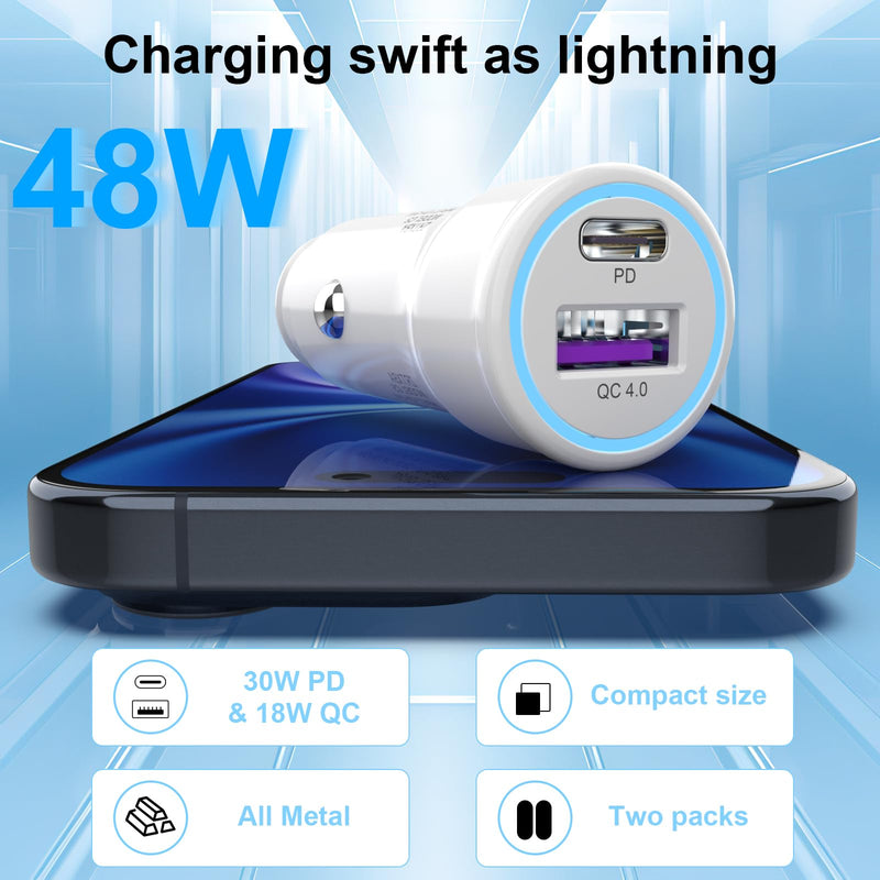 [AUSTRALIA] - iPhone 16 Car Charger USB C Car Charger Adapter 2Pack 48W PD&QC4.0 Dual Port iPhone Car Charger with USB C to C Cable for iPhone 16/15 Series, Samsung Galaxy Series, iPad Pro, AirPods,Pixel,and More 