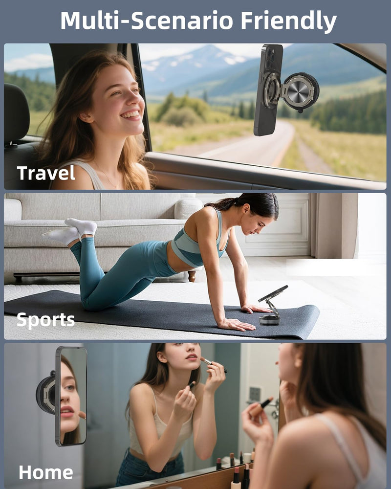 360° Adjustable Vacuum Suction Bracket For MagSafe Car Mount,Zinc Alloy Vacuum Magnetic Phone Holder,Cell Phone Holders For Car/Home/Travel,Suction Car Mount For iPhone 17/16/15/14/13/Android