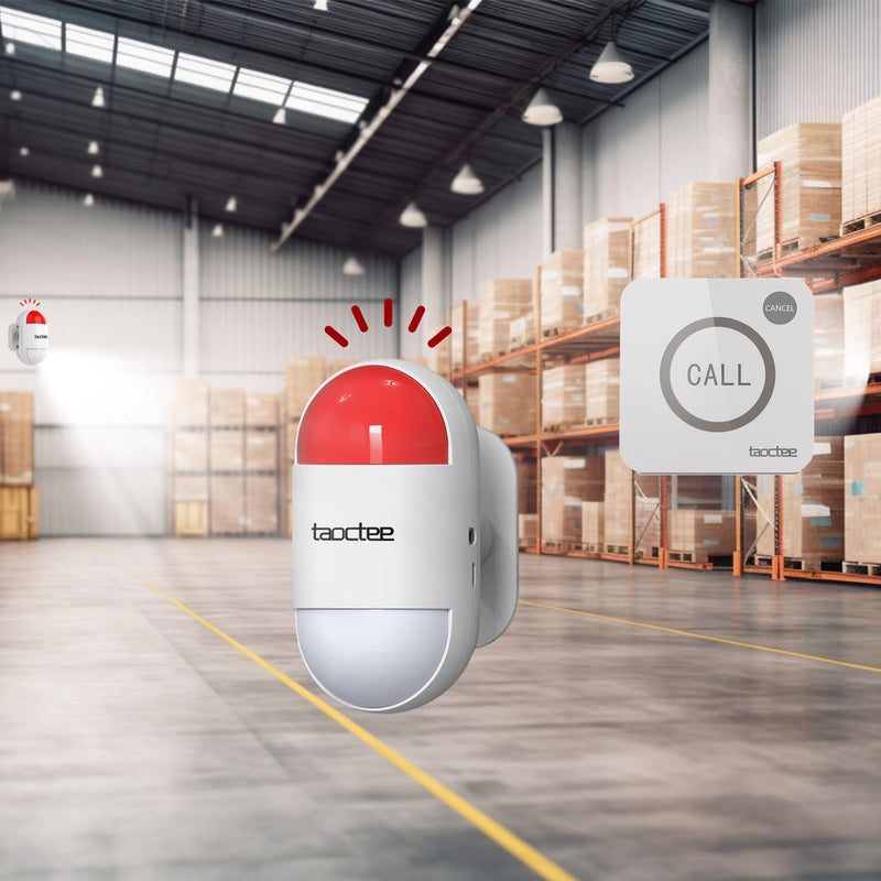 [AUSTRALIA] - Panic Button Alarm for House Remote Control Strobe Siren Alarm System Sound & Light Emergency Panic Button for Security,Elderly,Office (Battery Operated&USB Charging) 1 Siren+2 Buttons 