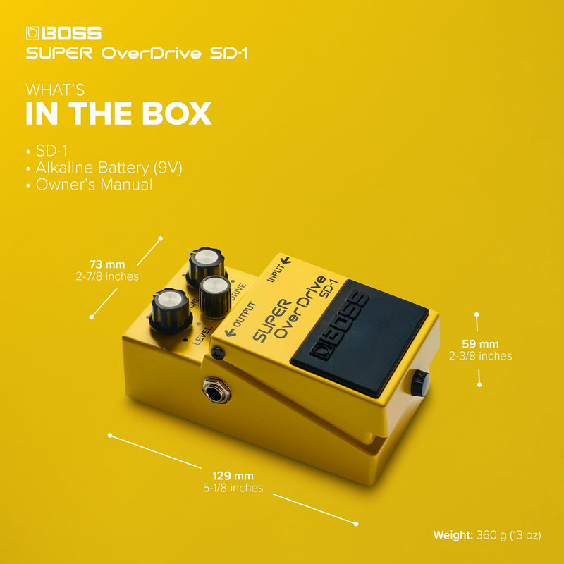 BOSS SD-1 SUPER Overdrive | Compact Overdrive Pedal | Genre-Defining Sound & Feel | Unique Clipping Circuitry Produces Tube-Like Characteristics | Dynamic Tone Options | Easy-To-Use Controls Standard
