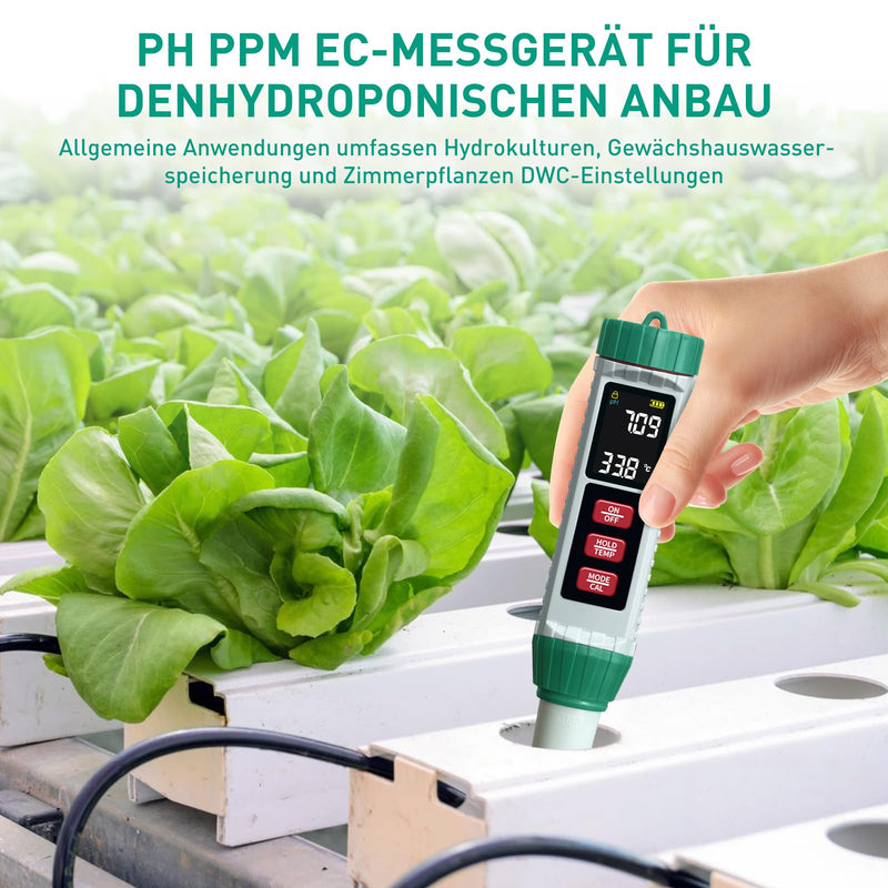 PH Meter Water, PH/TDS/EC/Salinity/Thermometer 5 in 1 pH Value Meter with LCD Display, Automatic Temperature Compensation pH Tester, High Precision Water Tester, Ideal for Drinking Water, Pool