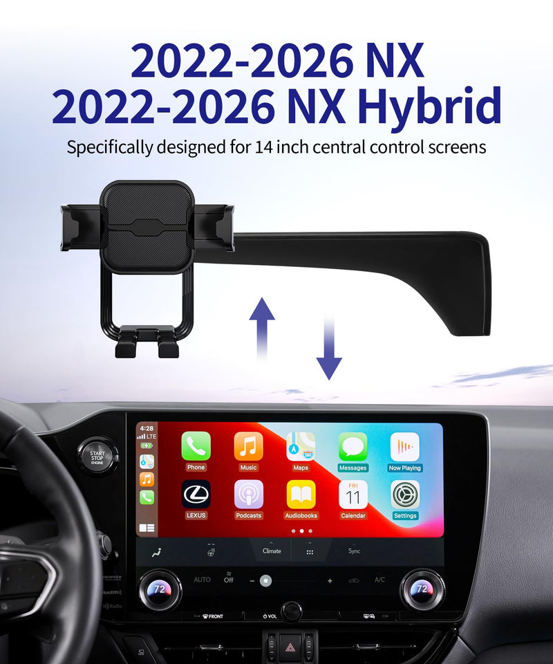 Auto Clamp Car Phone Holder for Lexus NX/Hybrid 2022-2026, 14" Screen Mount | Universal Mechanical Clip Cell Phone Mount Accessories Fit iPhone Android,Automobile Cradle GPS Dashboard Navigation Bracket 14-inch for 2022-2026 NX/NX Hybrid