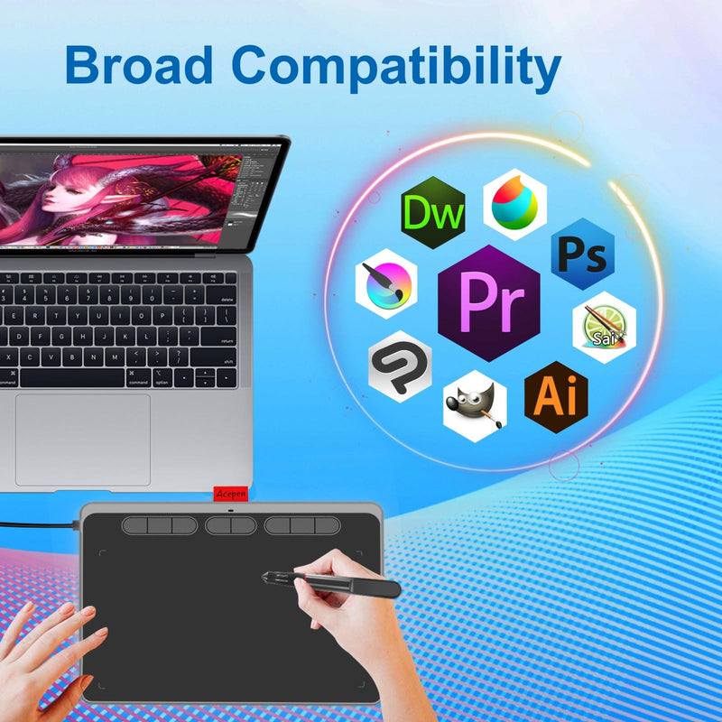 9x6 inch Graphics Drawing Tablet, Acepen Drawing Tablet with Battery-Free Stylus, 8192 Pen Pressure, 8 Hot Keys, Digital Art Tablet for Drawing, Design, Teaching, Work with Mac, Computer, PC & Mobile 9 inch